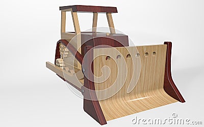 3D rendering children`s toy, a large tractor bulldozer Stock Photo