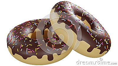 3D Rendering Chocolate Donuts. Donut is popular in many countries Stock Photo