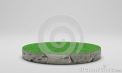 3D rendering. Circle cutaway grass field Stock Photo