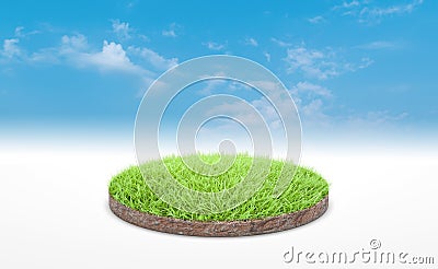 3d rendering, circle podium of land meadow Stock Photo