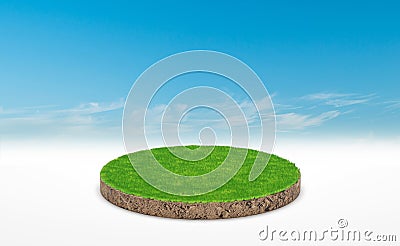 3d rendering, circle podium of land meadow Stock Photo