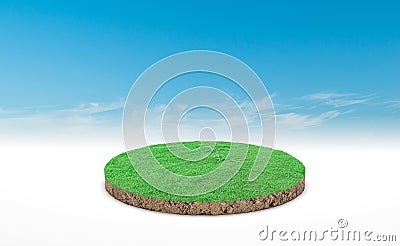 3d rendering, circle podium of land meadow. Stock Photo
