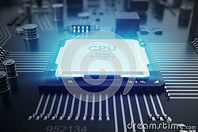 3D rendering Circuit board. Technology background. Central Computer Processors CPU concept. Motherboard digital chip Stock Photo