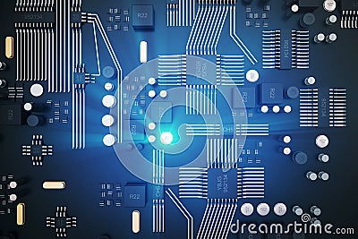 3D rendering Circuit board. Technology background. Central Computer Processors CPU concept. Motherboard digital chip Stock Photo