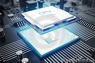 3D rendering Circuit board. Technology background. Central Computer Processors CPU concept. Motherboard digital chip Stock Photo