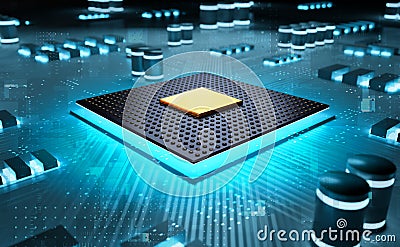 3d Rendering Circuit CPU Chipset Stock Photo