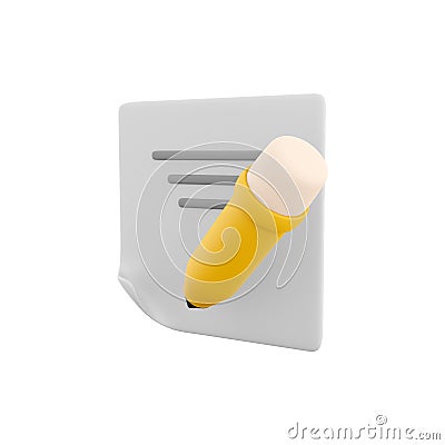 3d rendering clipboard and pencil icon. 3d render writing text with pencil on clipboard icon. Clipboard and pencil. Stock Photo