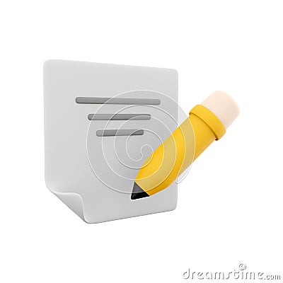 3d rendering clipboard and pencil icon. 3d render writing text with pencil on clipboard icon. Clipboard and pencil. Stock Photo