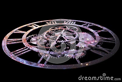 3D Rendering A Clock, Concept of Time and Universe Stock Photo