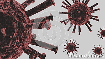 3D rendering close up of Bacteria, virus with multiple cells in background shallow depth of field, Stock Photo