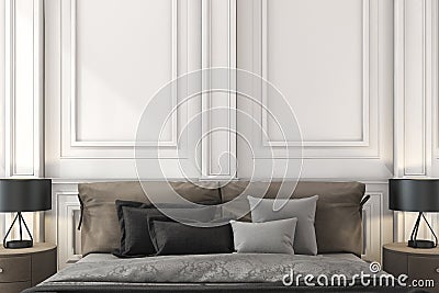 3d rendering close up brown classic bed in classic bedroom Stock Photo