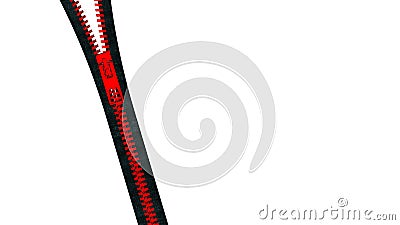 3d rendering close up zipper texture on isolated background with Stock Photo