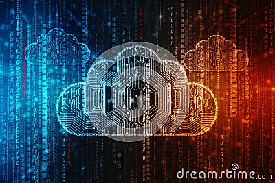 2d rendering Cloud computing, Cloud Computing Concept Cartoon Illustration