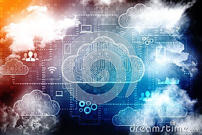 Cloud Computing Concept background, Digital Abstract Background Stock Photo
