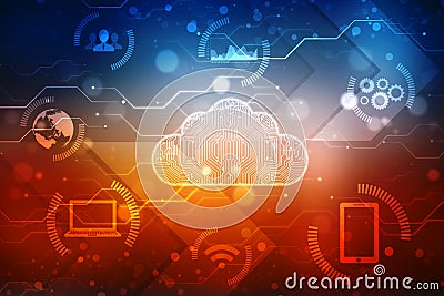 Cloud Computing Concept background, Digital Abstract Background Stock Photo