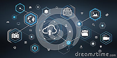 3d rendering cloud network Stock Photo