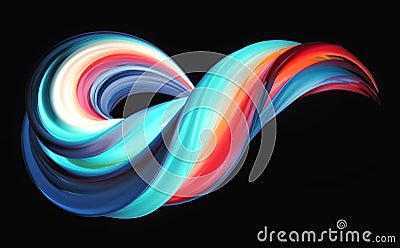 3D rendering of colorful abstract twisted shape in motion. Computer generated geometric digital art Stock Photo