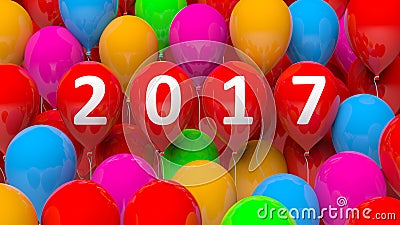 3D rendering of colorful balloons with 2017 Stock Photo