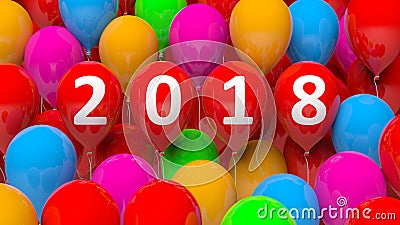 3D rendering colorful balloons with 2018 new year Stock Photo