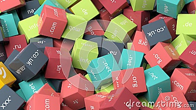 3d rendering, colorful cubes with domain extensions Stock Photo