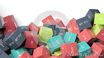 3d rendering, colorful cubes with domain extensions Stock Photo