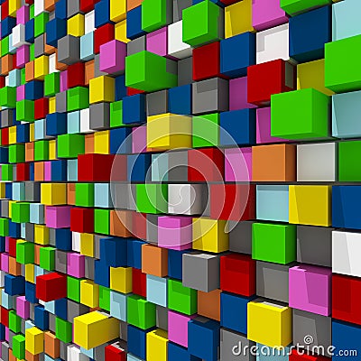 3d rendering of colorful cubic random level background. Stock Photo