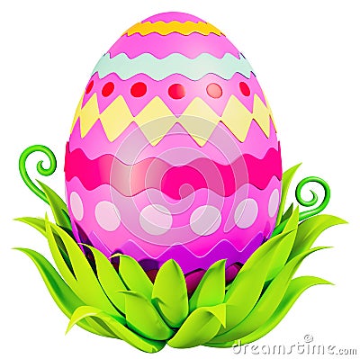 3d rendering colorful Easter egg isolated on white background. Stock Photo