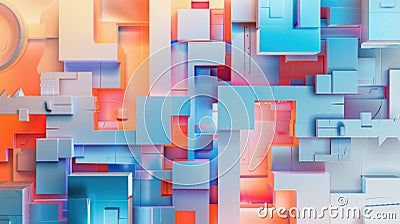 A 3D rendering of a colorful geometric shape. AIG51A Stock Photo