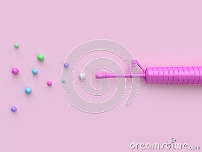 3d rendering colorful many sphere pink gun minimal abstract Stock Photo