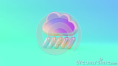 3d rendering colorful vibrant symbol of cloud showers heavy on colored background Stock Photo