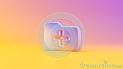 3d rendering colorful vibrant symbol of folder plus on colored background Stock Photo