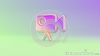 3d rendering colorful vibrant symbol of video camera on colored background Stock Photo