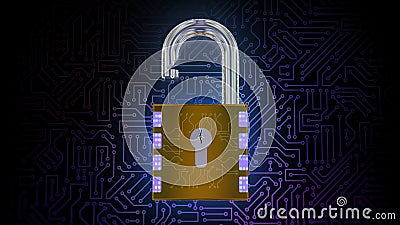 3D rendering of a combination lock. Cybersecurity of digital data, protection against hacker attacks and hacking of computer data Stock Photo