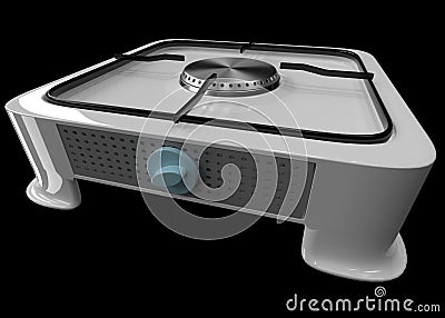 3D rendering. Compact gas stove. Stock Photo