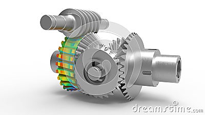 3D rendering - complex gear assembly structural analysis Cartoon Illustration