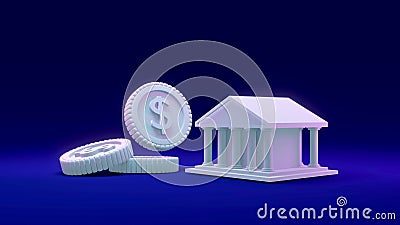 3D Rendering concept of Money and bank : 