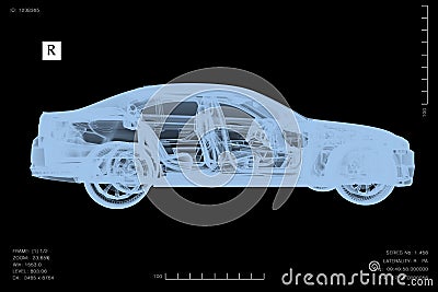 Conceptual image of a car under diagnosis with x-rays Stock Photo