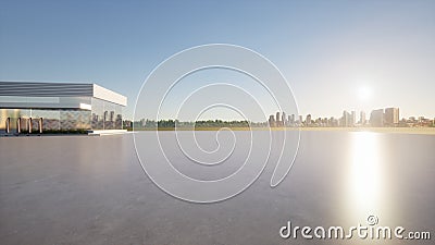 3d rendering of empty space and floor outside showroom Stock Photo