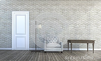 3d rendering contemporary furniture near brick wall room Stock Photo