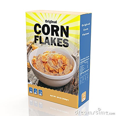 3D rendering of Corn Flakes paper packaging Stock Photo