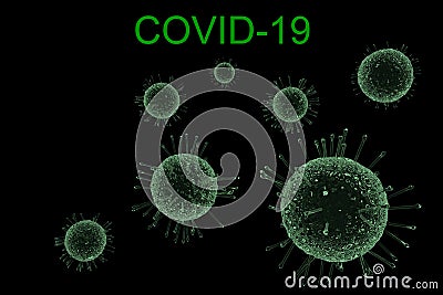 3d rendering of Coronavirus particles on dark background Stock Photo