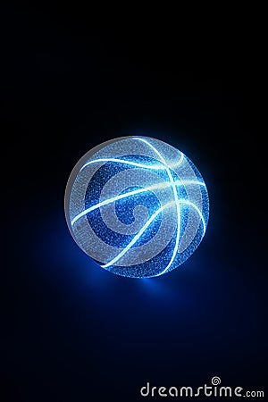 3D Rendering of creative basketball with glowing neon seams Stock Photo