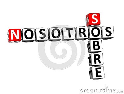 3D Rendering Crossword Sobre Nosotros Word Over White Background Stock Photo