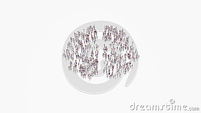 3d rendering of crowd of people in shape of symbol of brain on white background isolated Stock Photo