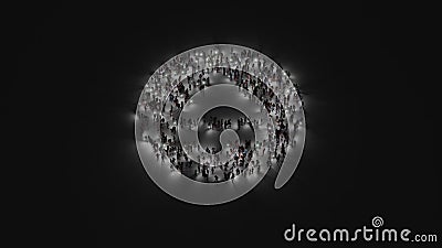 3d rendering of crowd of people with flashlight in shape of symbol of eject on dark background Stock Photo