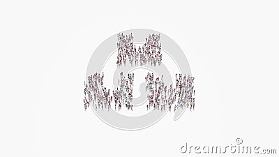 3d rendering of crowd of people in shape of symbol of boxes on white background isolated Stock Photo