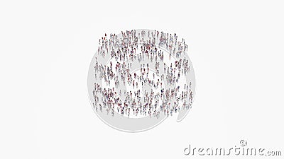 3d rendering of crowd of people in shape of symbol of database on white background isolated Stock Photo