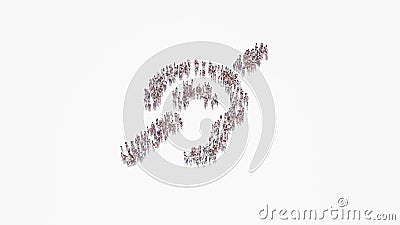 3d rendering of crowd of people in shape of symbol of deaf on white background isolated Stock Photo