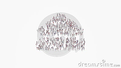 3d rendering of crowd of people in shape of symbol of eject on white background isolated Stock Photo