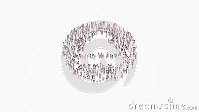 3d rendering of crowd of people in shape of symbol of eject on white background isolated Stock Photo